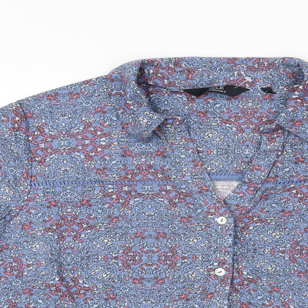 Womens UK Size 16 Isle Blue Basic Button-Up