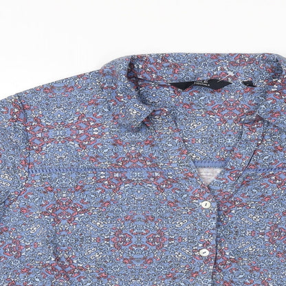 Womens UK Size 16 Isle Blue Basic Button-Up