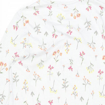 Lands' End Womens White Floral Cotton Shift Size S Round Neck Pullover