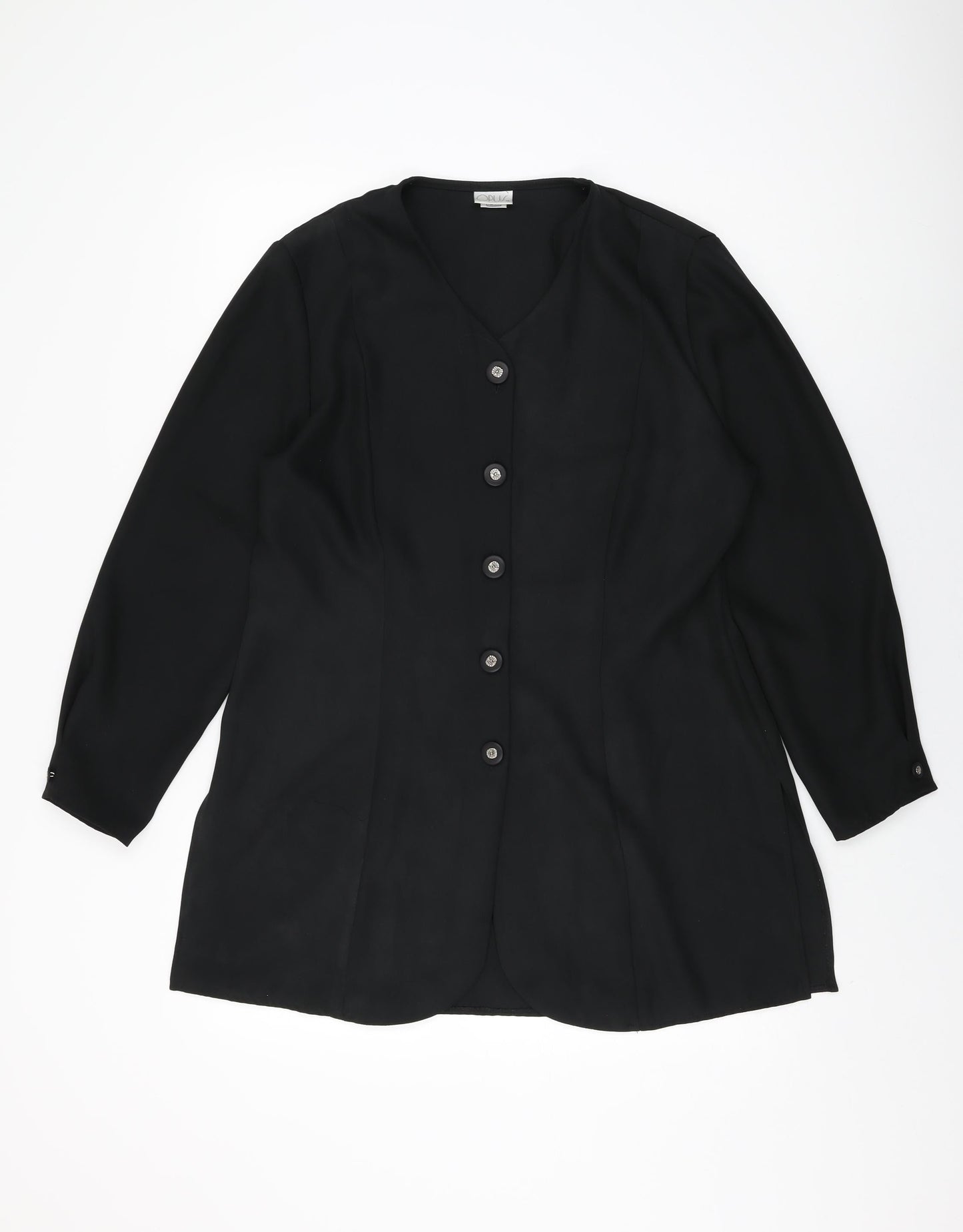Womens UK Size 16 OPUS Black Basic Button-Up