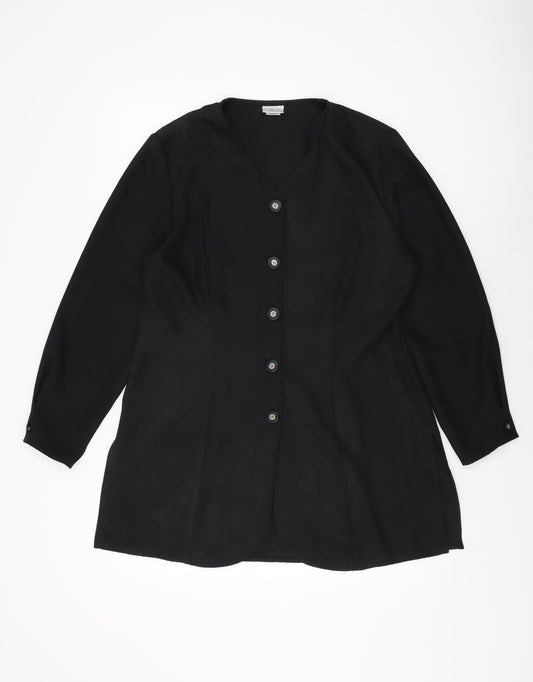 Womens UK Size 16 OPUS Black Basic Button-Up