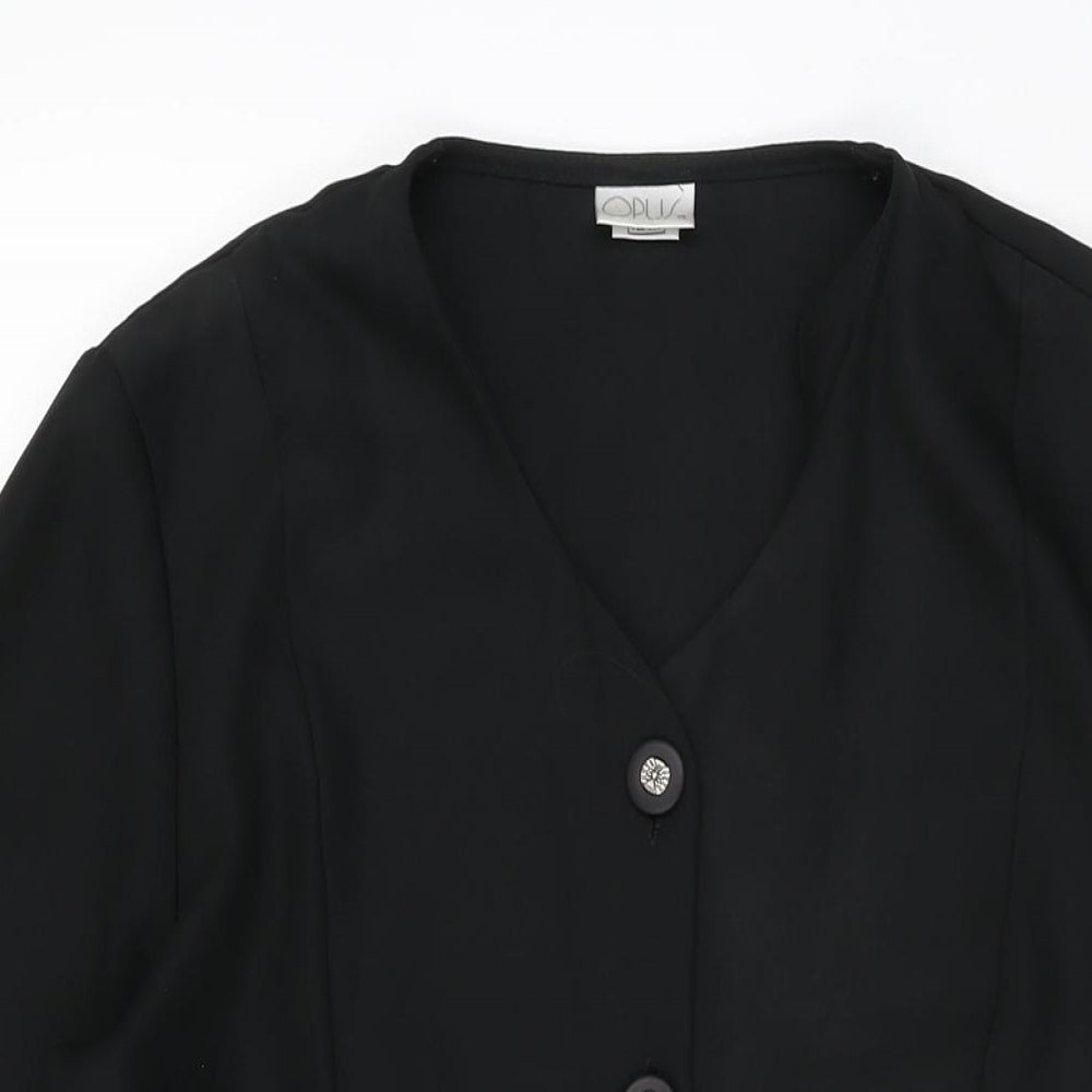 Womens UK Size 16 OPUS Black Basic Button-Up