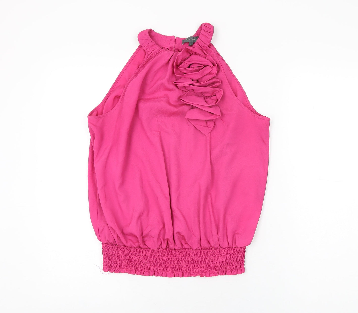 Womens UK Size 10 Et Vous Pink Basic Blouse