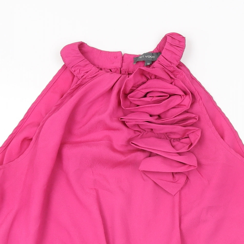 Womens UK Size 10 Et Vous Pink Basic Blouse