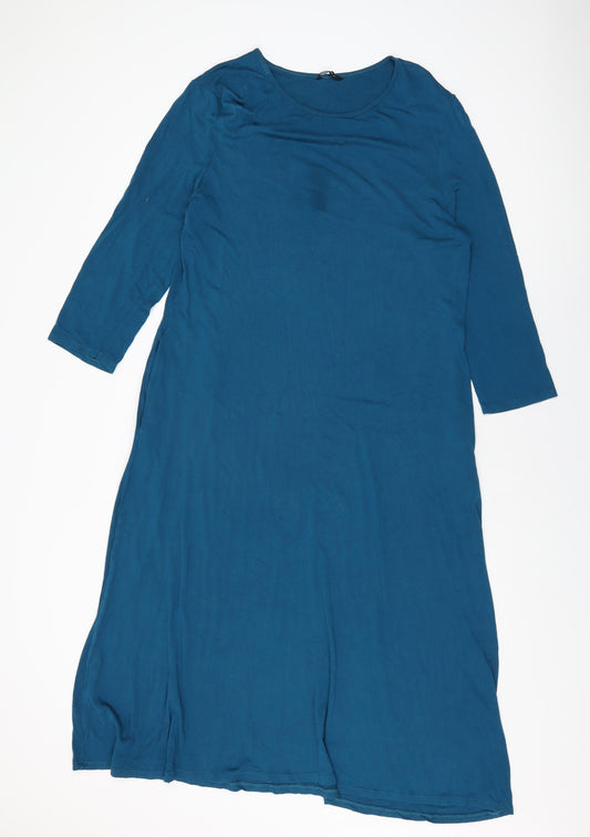 Roman Womens Blue Viscose A-Line Size 16 Round Neck Pullover