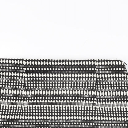 Zara Womens Black Geometric Cotton Mini Skirt Size M Zip