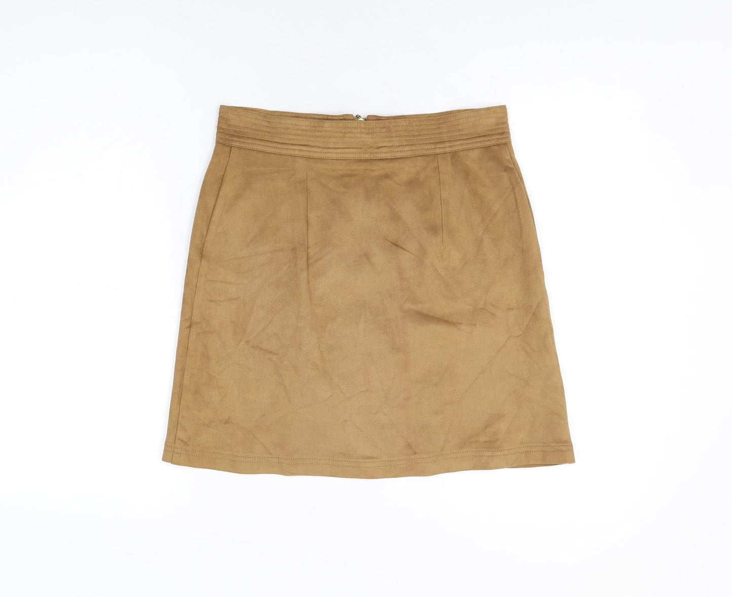 Marks and Spencer Womens Brown Polyester A-Line Skirt Size 10 Zip