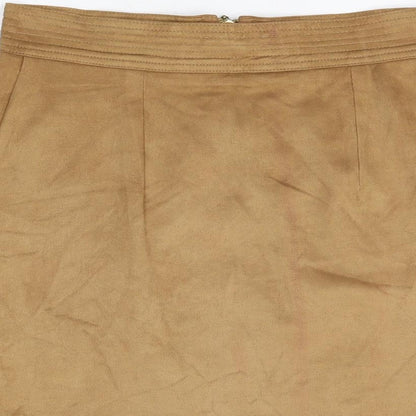 Marks and Spencer Womens Brown Polyester A-Line Skirt Size 10 Zip