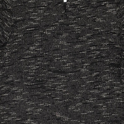 New Look Womens Black Geometric Viscose Shift Size 16 Round Neck Button