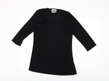 CINCIN Womens Black Polyester Basic T-Shirt Size S Round Neck