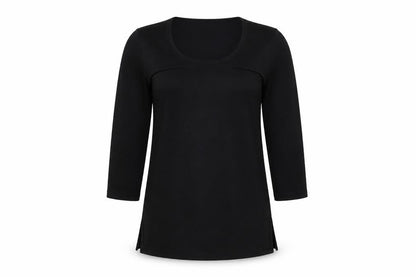CINCIN Womens Black Polyester Basic T-Shirt Size S Round Neck