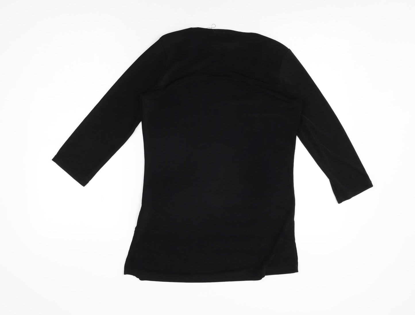 CINCIN Womens Black Polyester Basic T-Shirt Size S Round Neck