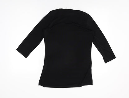 CINCIN Womens Black Polyester Basic T-Shirt Size S Round Neck