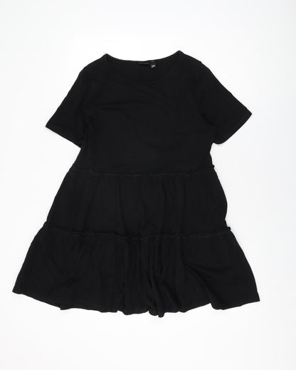 River Island Womens Black Cotton Shift Size 10 Round Neck Pullover