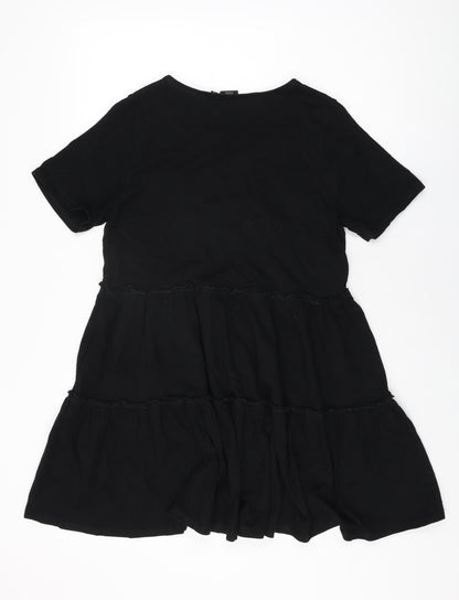 River Island Womens Black Cotton Shift Size 10 Round Neck Pullover