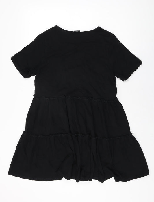 River Island Womens Black Cotton Shift Size 10 Round Neck Pullover