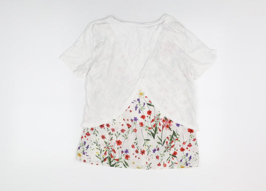 Womens UK Size 10 Per Una White Basic T-Shirt