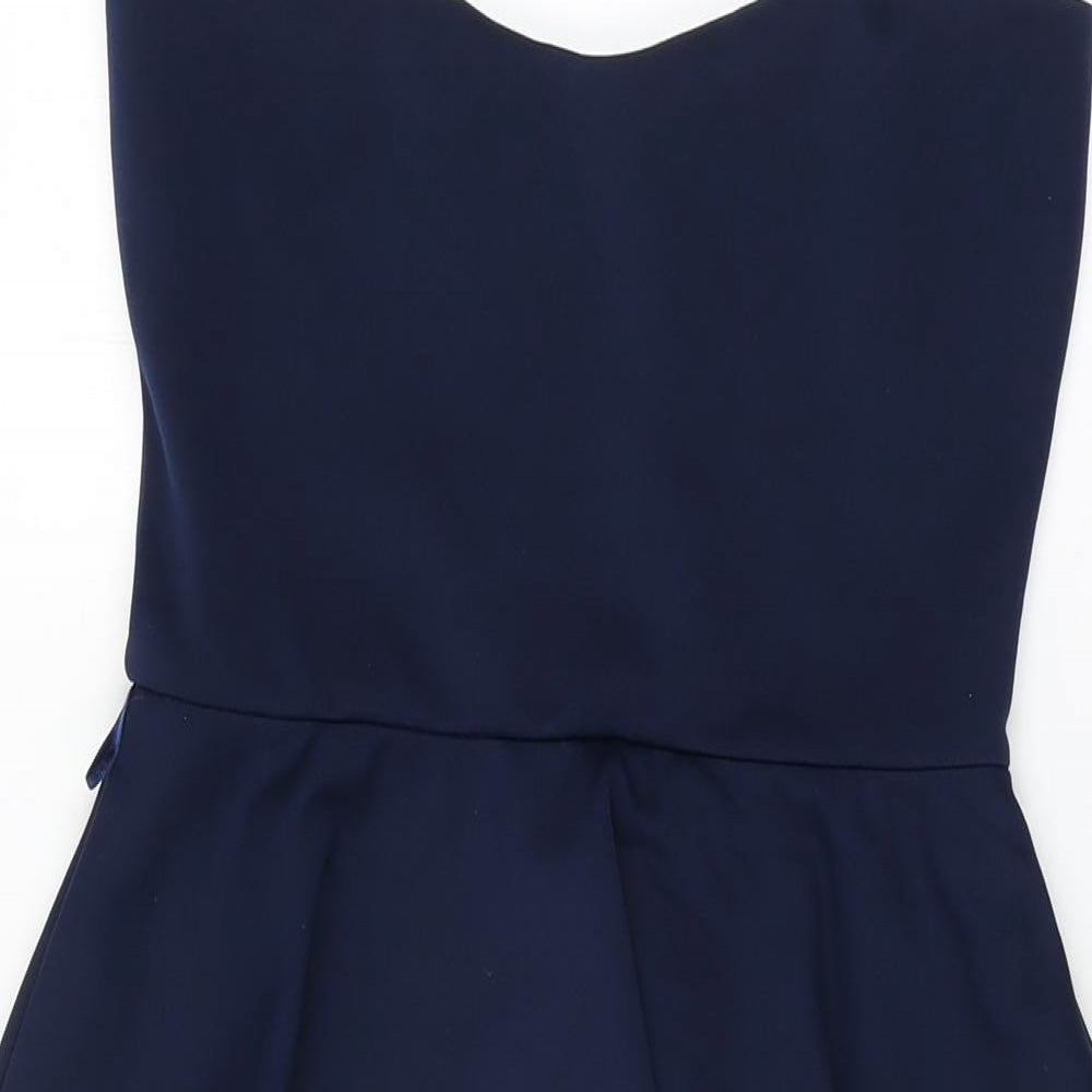 Boohoo Womens Blue Polyester Bodycon Size 12 Off the Shoulder Pullover