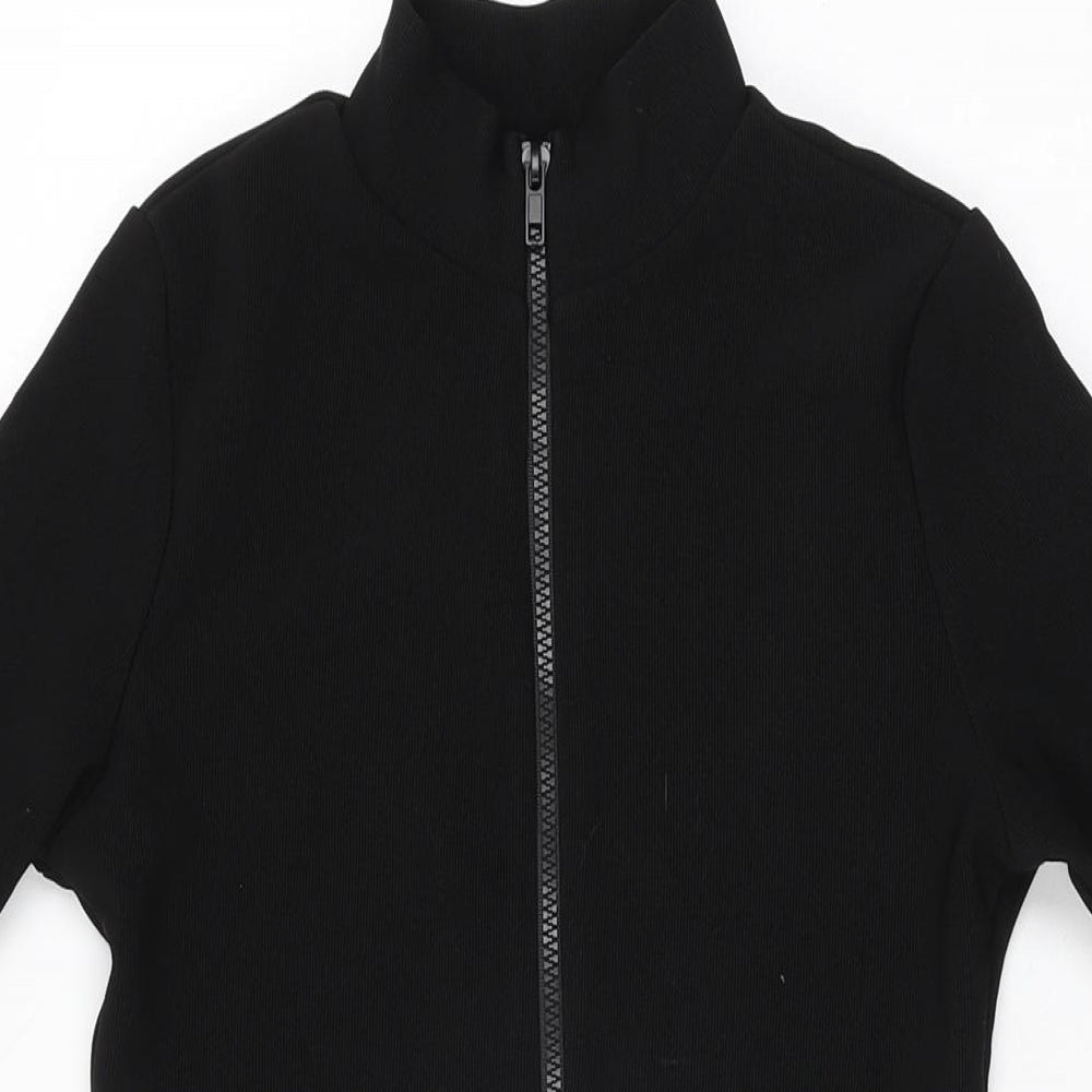 PRETTYLITTLETHING Womens Black Polyester Bodycon Size 8 High Neck Zip