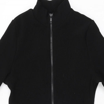 PRETTYLITTLETHING Womens Black Polyester Bodycon Size 8 High Neck Zip