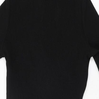 PRETTYLITTLETHING Womens Black Polyester Bodycon Size 8 High Neck Zip