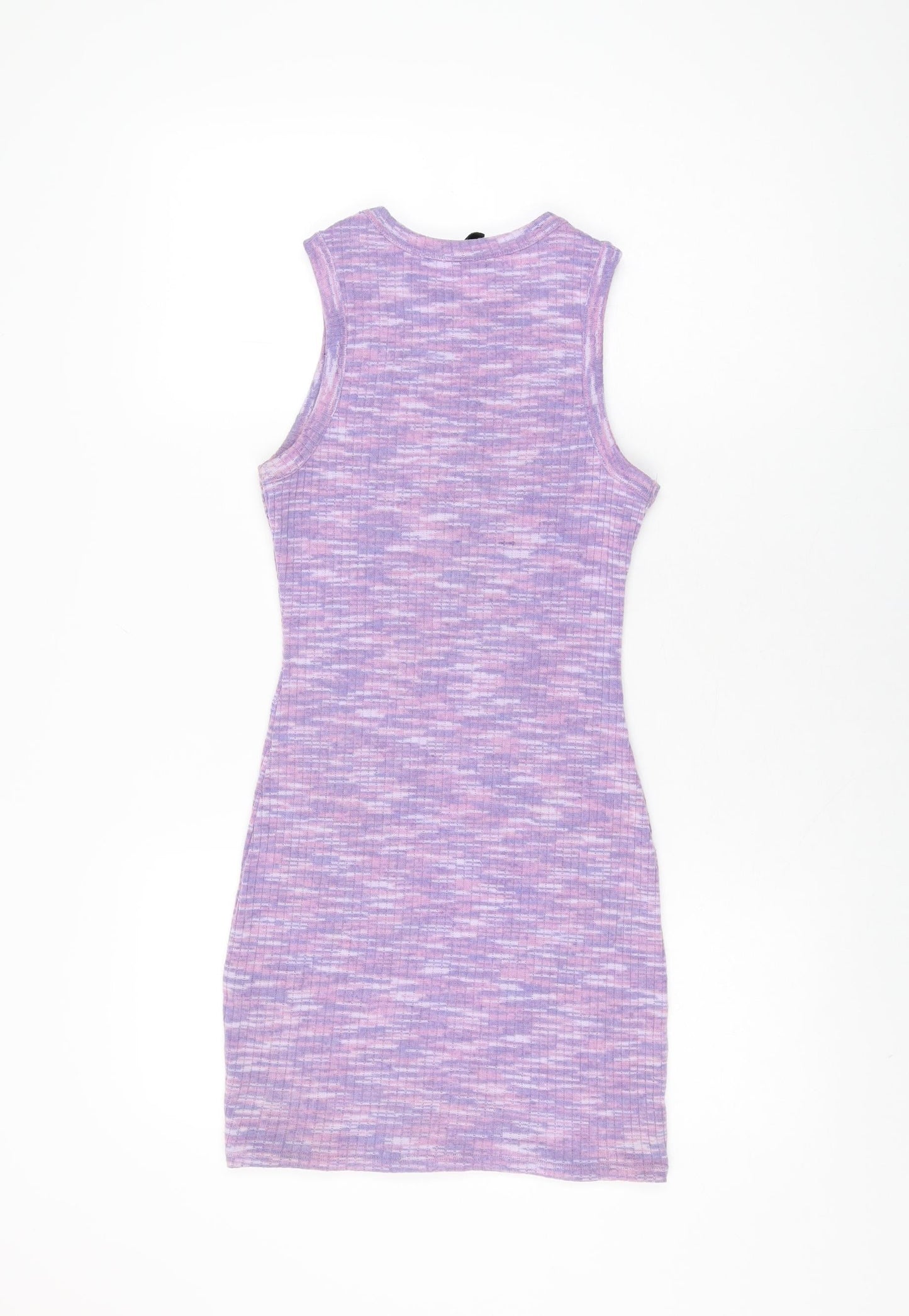 H&M Womens Purple Geometric Polyester Bodycon Size XS Round Neck Pullover