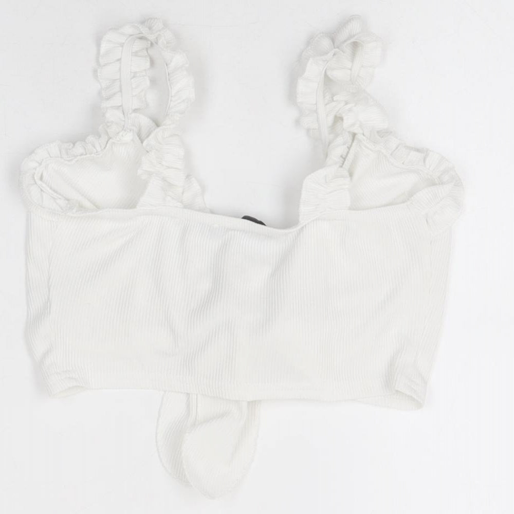Womens UK Size 8 PRETTYLITTLETHING White Cropped T-Shirt