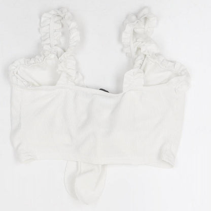 Womens UK Size 8 PRETTYLITTLETHING White Cropped T-Shirt