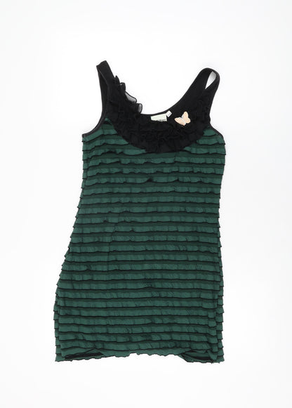 Little Mistress Womens Green Cotton Bodycon Size S Round Neck Pullover