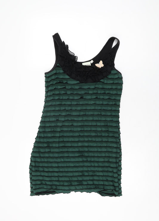 Little Mistress Womens Green Cotton Bodycon Size S Round Neck Pullover