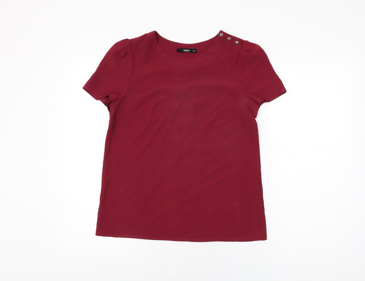 Womens UK Size 8 Oasis Red Basic T-Shirt