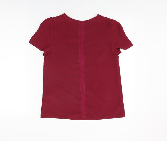 Womens UK Size 8 Oasis Red Basic T-Shirt