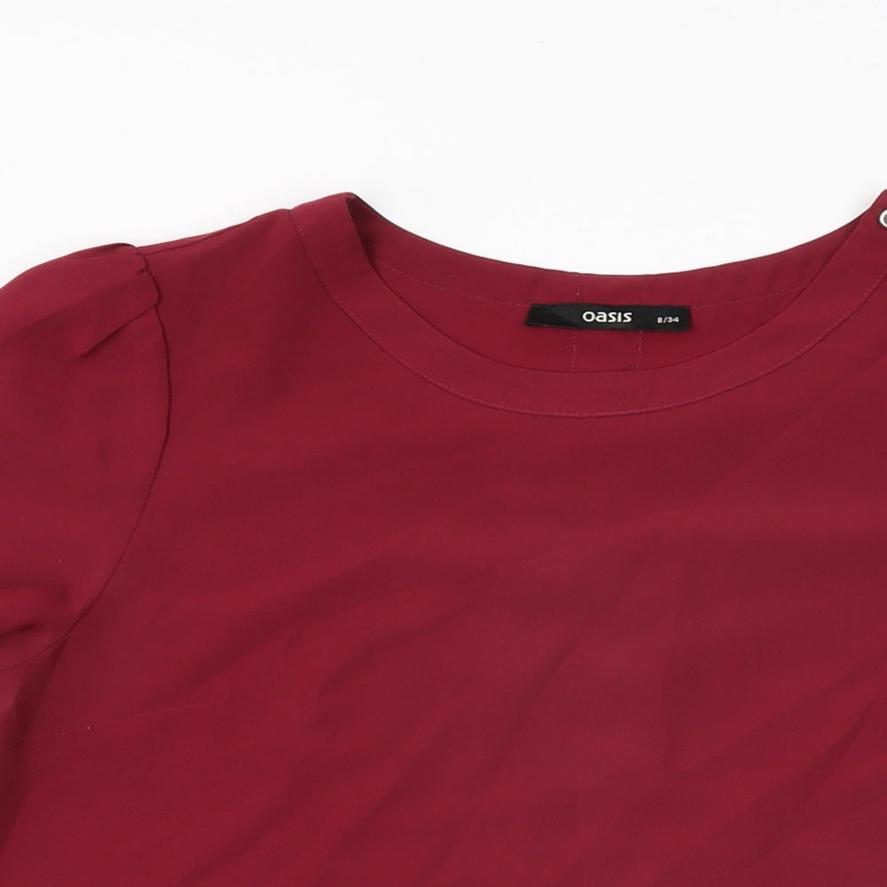 Womens UK Size 8 Oasis Red Basic T-Shirt