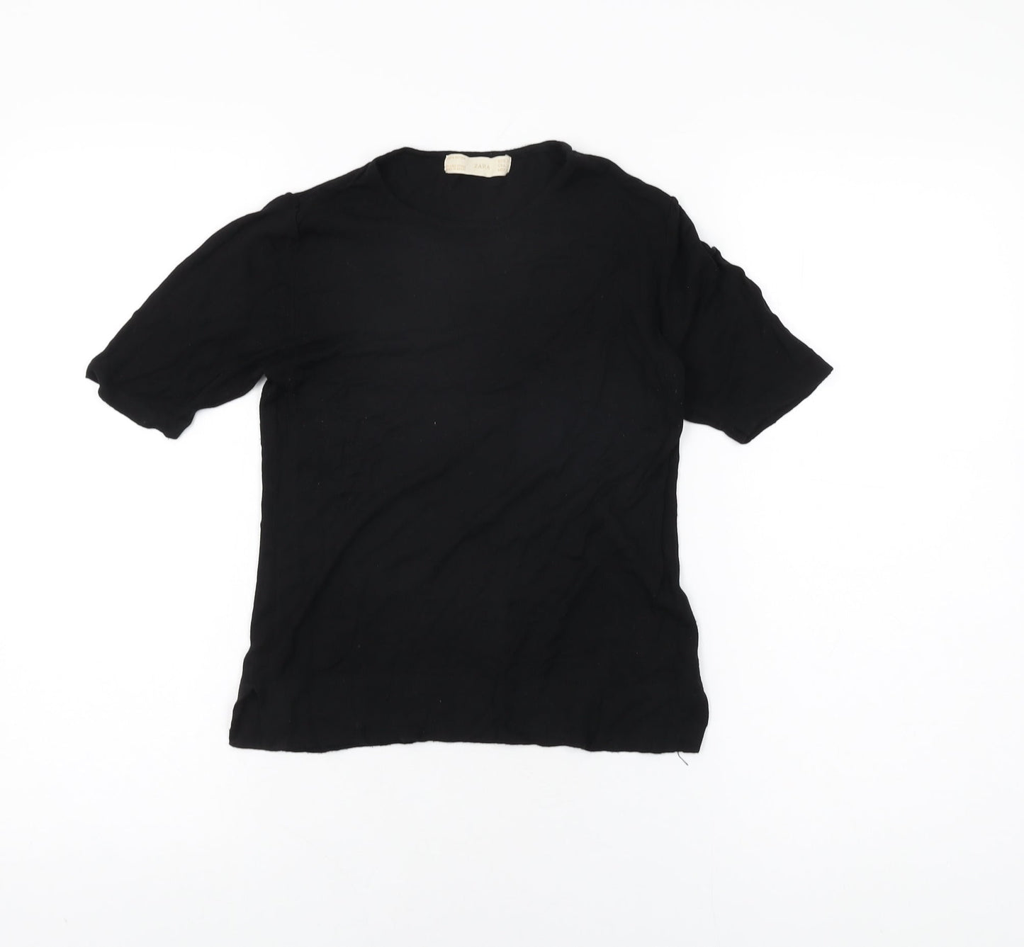 Womens UK Size M Zara Black Basic T-Shirt