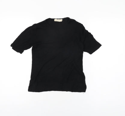Womens UK Size M Zara Black Basic T-Shirt