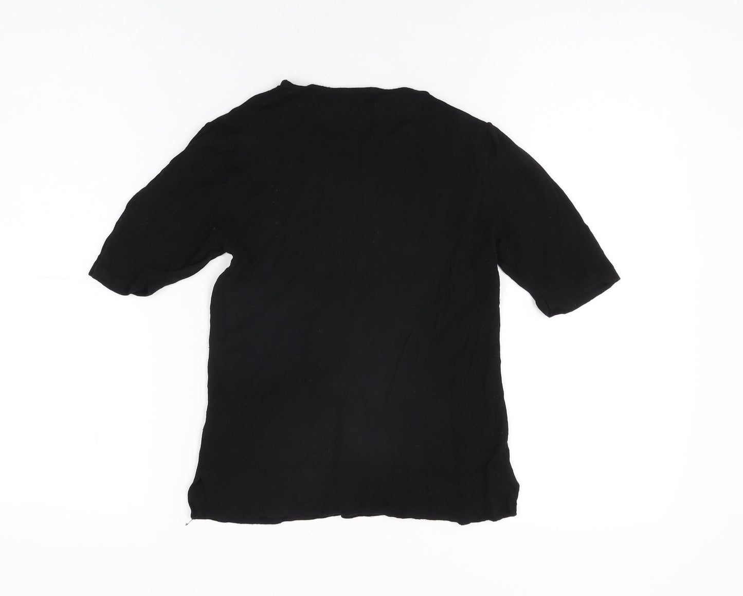 Womens UK Size M Zara Black Basic T-Shirt