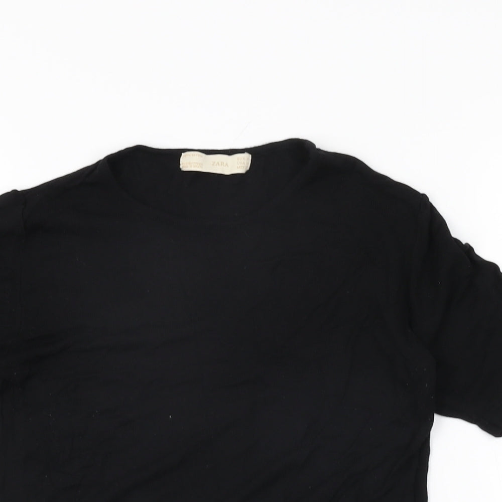 Womens UK Size M Zara Black Basic T-Shirt