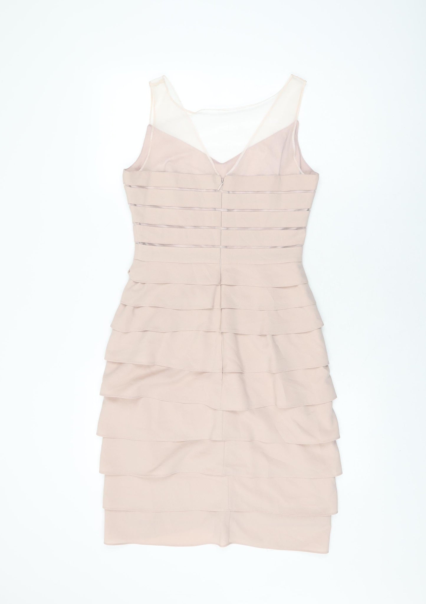 Phase Eight Womens Pink Polyester Bodycon Size 8 Round Neck Zip