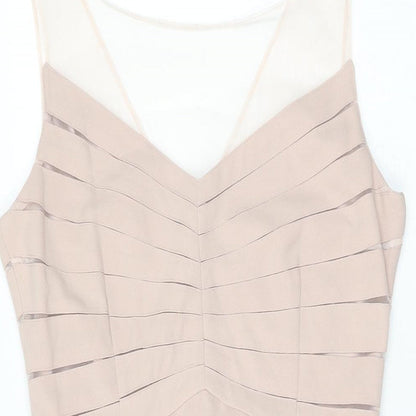 Phase Eight Womens Pink Polyester Bodycon Size 8 Round Neck Zip