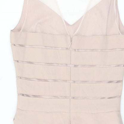 Phase Eight Womens Pink Polyester Bodycon Size 8 Round Neck Zip