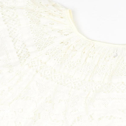 Slix Womens Ivory Cotton Basic T-Shirt Size M Round Neck
