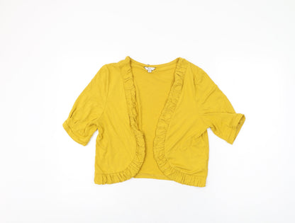 Womens UK Size M Klass Yellow Cropped T-Shirt