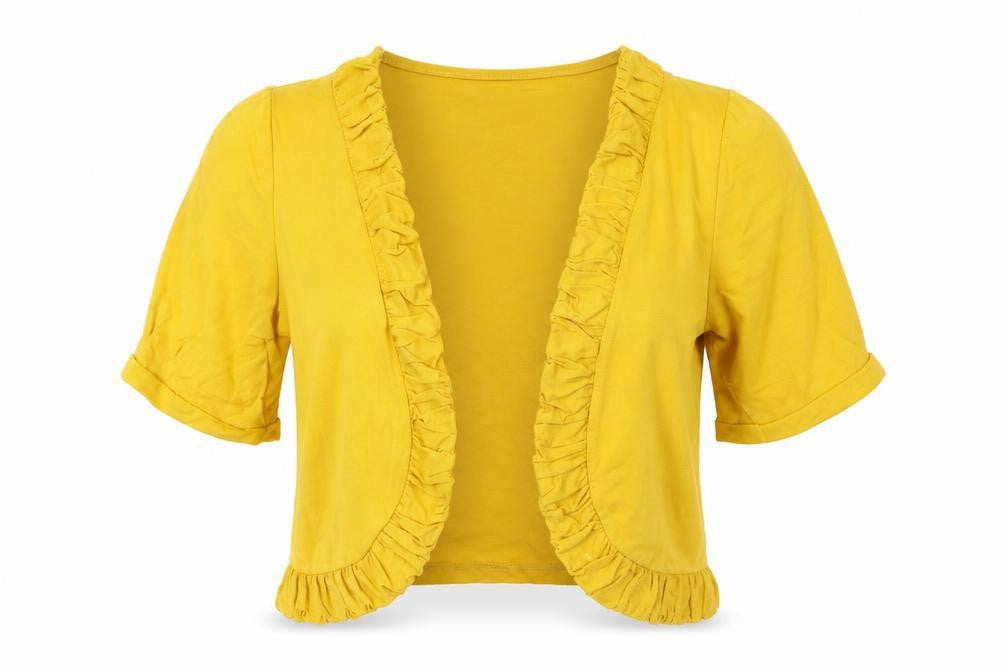 Womens UK Size M Klass Yellow Cropped T-Shirt