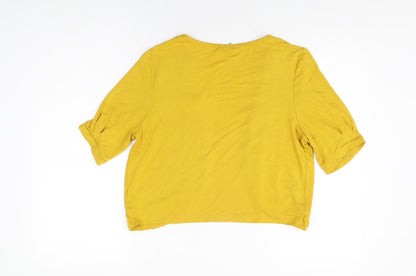 Womens UK Size M Klass Yellow Cropped T-Shirt