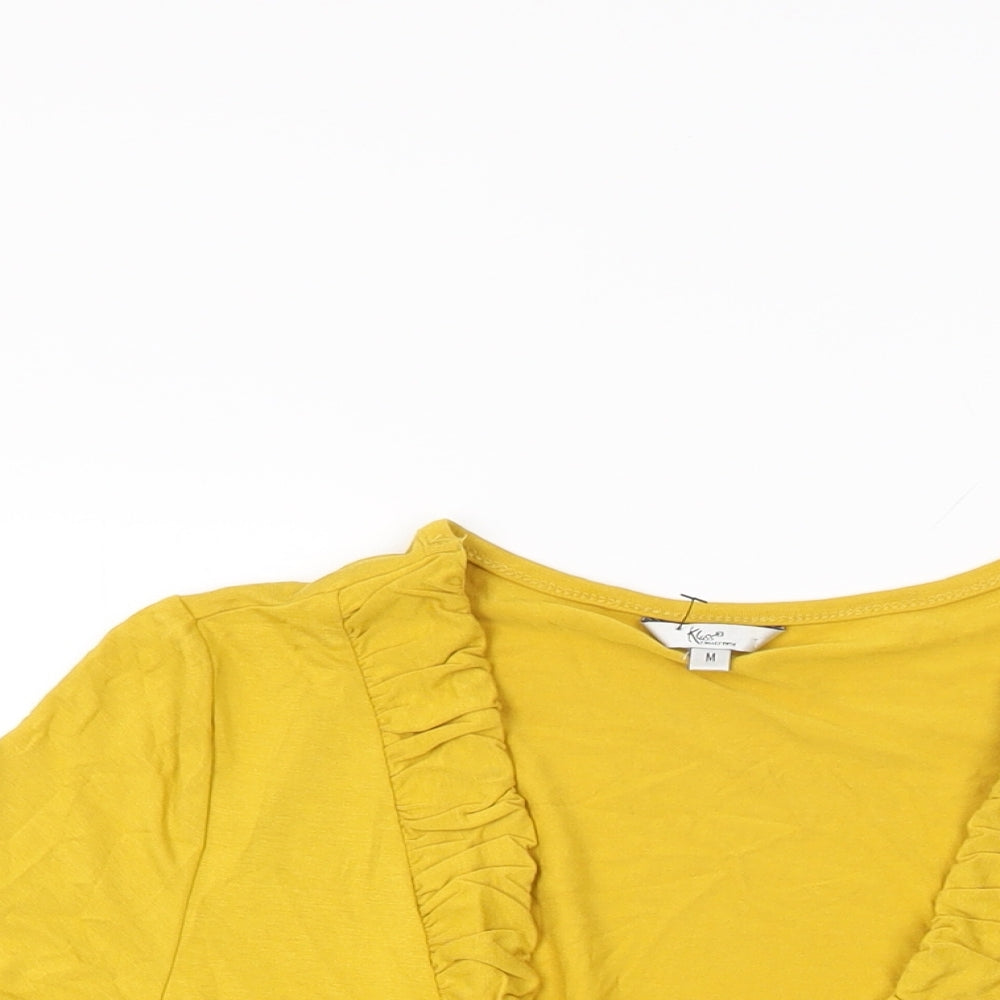 Womens UK Size M Klass Yellow Cropped T-Shirt