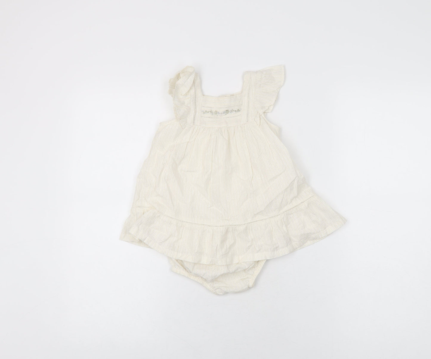 Sergent Major Girls Ivory Cotton Shorts Set Outfit/Set Size 12 Months Button