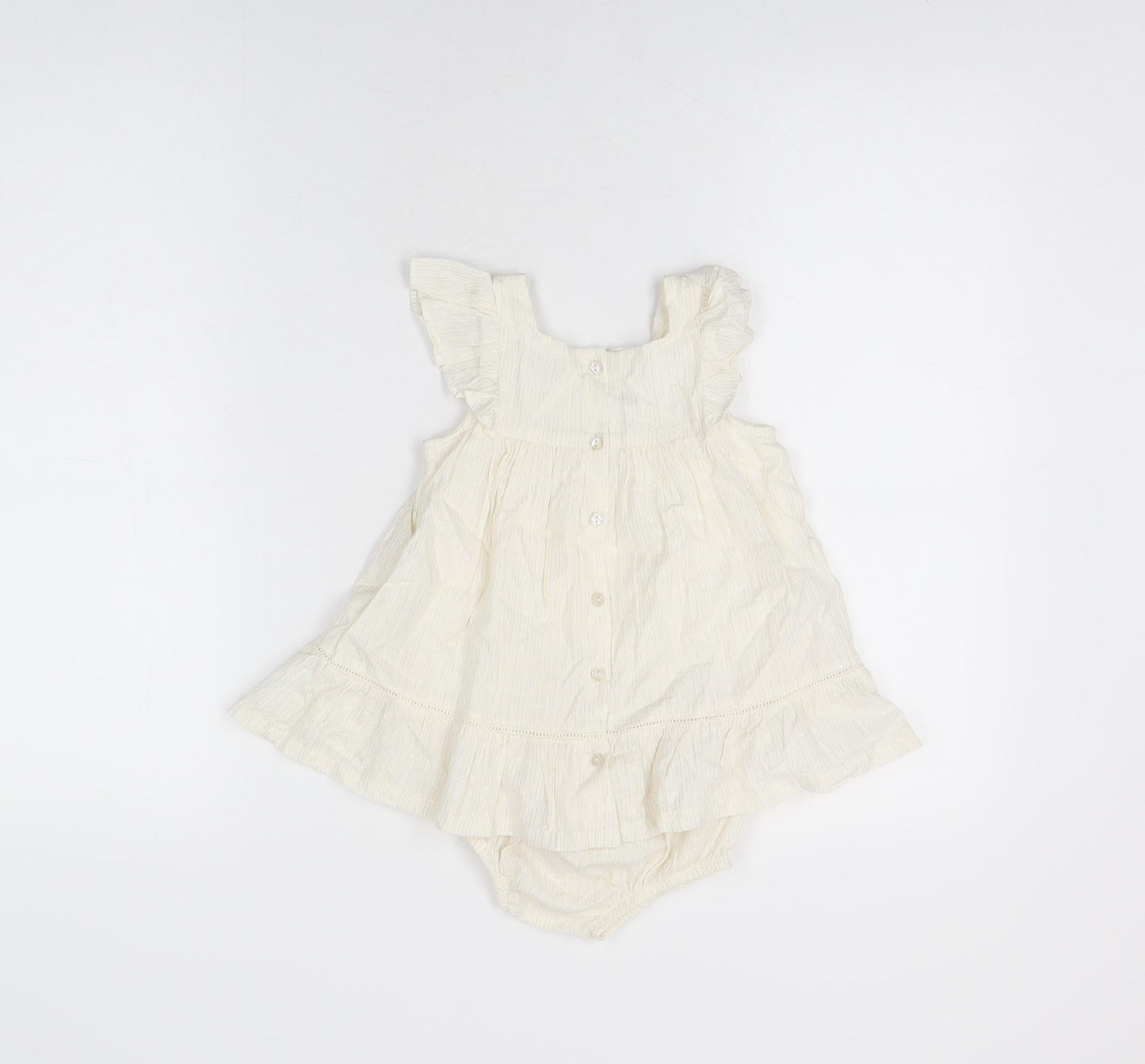 Sergent Major Girls Ivory Cotton Shorts Set Outfit/Set Size 12 Months Button