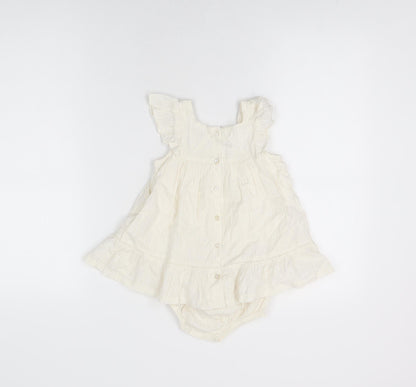 Sergent Major Girls Ivory Cotton Shorts Set Outfit/Set Size 12 Months Button