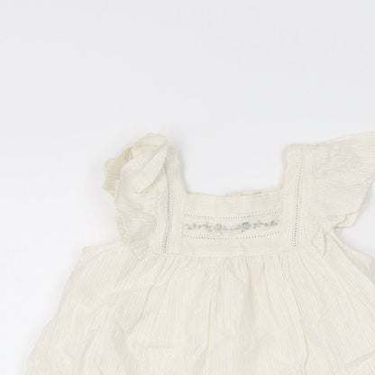 Sergent Major Girls Ivory Cotton Shorts Set Outfit/Set Size 12 Months Button