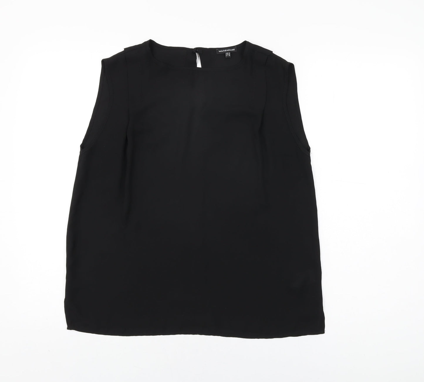 Womens UK Size 12 Warehouse Black Basic T-Shirt